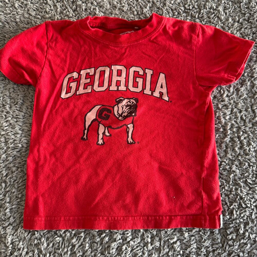 Vintage NCAA Georgia Bulldogs Kids 2T Garb Inc Red Logo Shirt - EUC